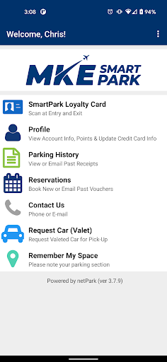 Android application MKE SmartPark screenshort