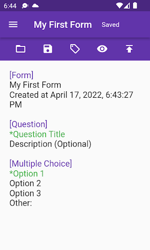 Android application TextForms screenshort