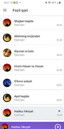 Android application Fozil qori ma'ruzalari screenshort