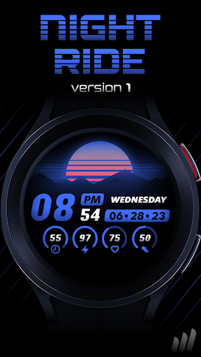 Android application NW Night Ride Watch Face screenshort