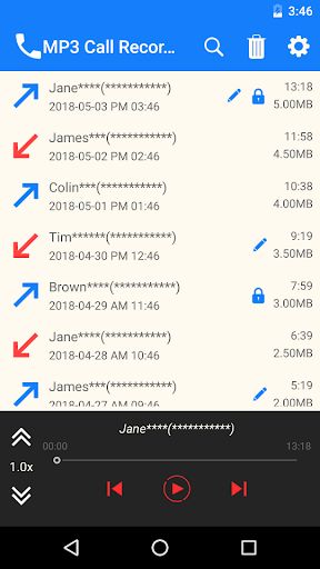 Android application MP3 Call Recorder screenshort
