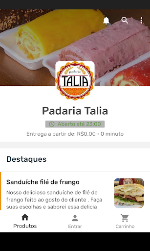 Android application Padaria Talia screenshort
