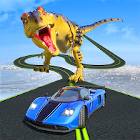 Динозавр автомобиль гнаться скат трюки