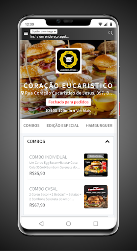 Android application Coreu Burguer screenshort