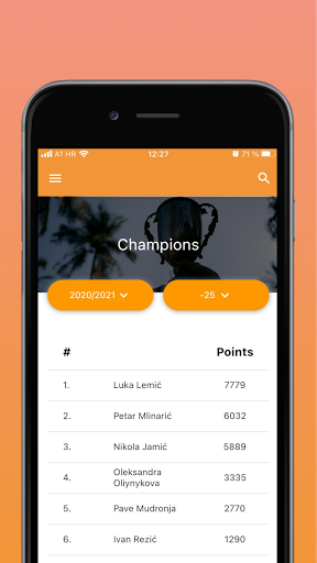 Android application Tenis liga screenshort