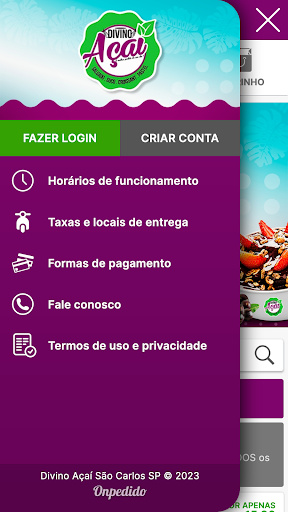 Android application Divino Açaí São Carlos SP screenshort