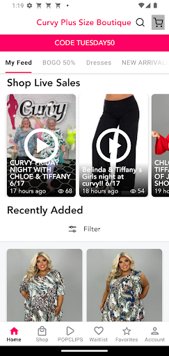 Android application Curvy Plus Size Boutique screenshort