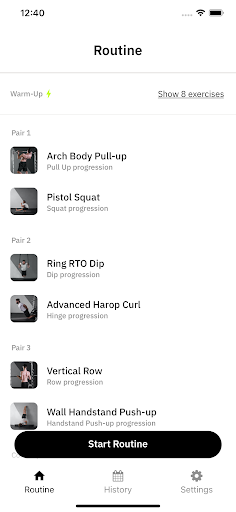 Android application 8x3: bodyweight fitness screenshort