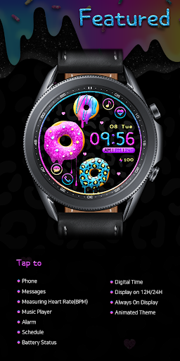 Android application Colorful Glitter Donut_Watchfa screenshort