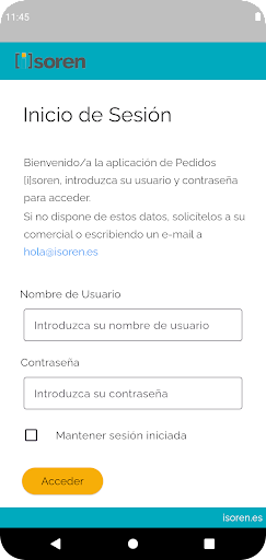 Android application Pedidos ISOREN screenshort