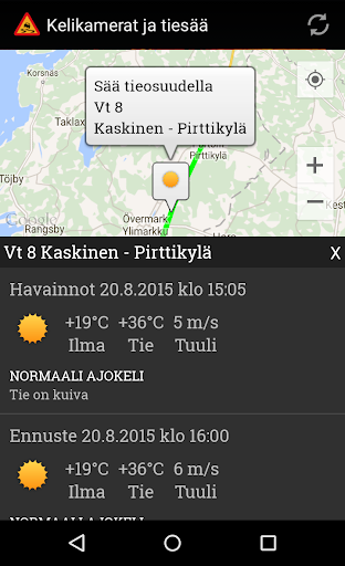 Android application Kelikamerat ja tiesää screenshort
