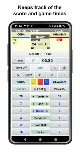 TST+ Team Stat Tracker+ Screen 2