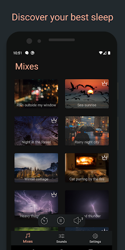 Android application Sleep Well – sounds, rain, sea screenshort
