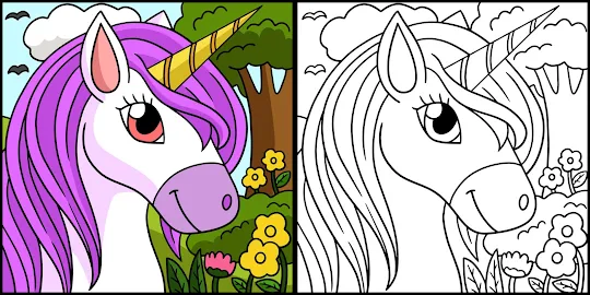 Coloring unicorn budge
