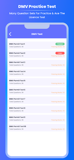 DMV Practice Test Screen 2