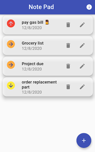 Android application Note Pad screenshort