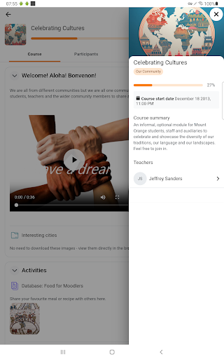 Screenshot of Moodle