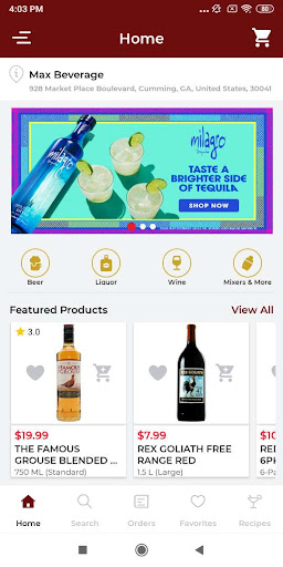 Android application Max Beverage screenshort