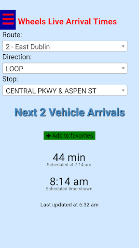 Android application Tri-Valley LAVTA Wheels Bus Tr screenshort