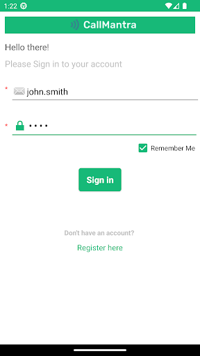 Android application CallMantra screenshort