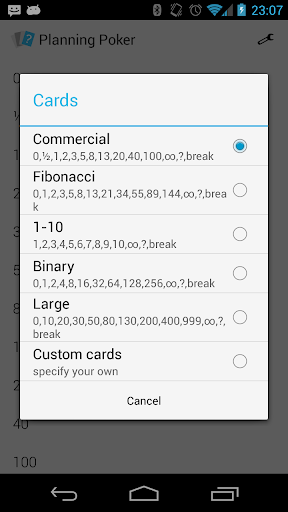 Planning Poker Screen 2