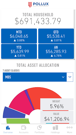 Android application Pollux Wealth Mobile screenshort