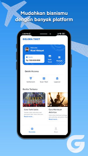 Android application Gelora Tiket Partner screenshort