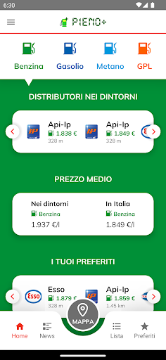 Android application Pieno+: prezzi benzina diesel screenshort