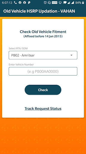 Old Vehicle HSRP Updation Screen 2