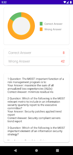 CISM Practice Questions Screen 3
