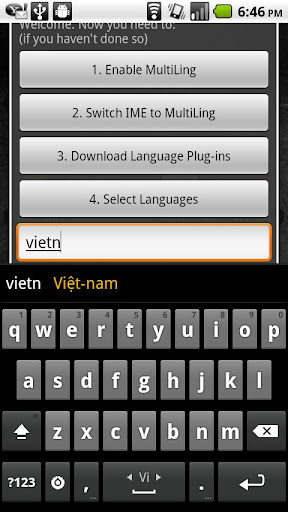 Android application Vietnamese Keyboard Plugin screenshort