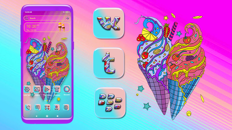 Colorful Ice Cream Cones Theme - 2.3 - (Android)