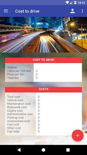 Android application VERGE Drive, Cost to drive screenshort