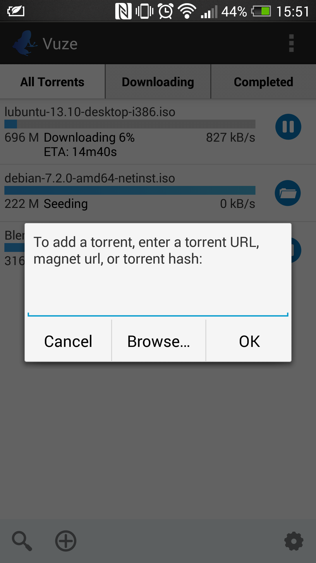 Android application Vuze Torrent Downloader screenshort