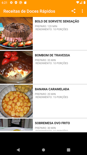 Android application Receitas de Doces Rápidos screenshort