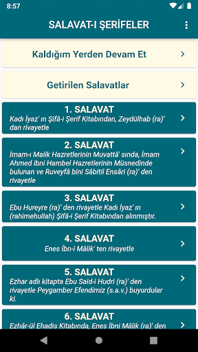 Android application Salavat-ı Şerifeler screenshort