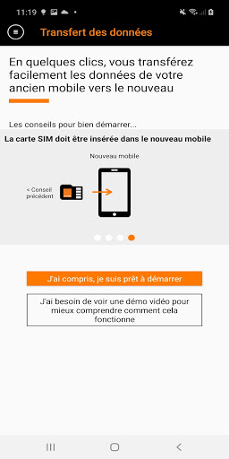 Android application Transfert des données screenshort