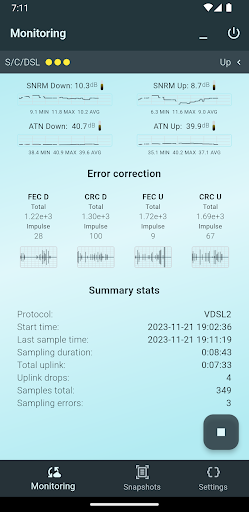 xDSL Monitoring tool Screen 2