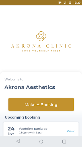 Android application Akrona Aesthetics screenshort