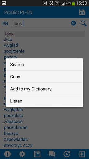 Polish - English dictionary Screen 3