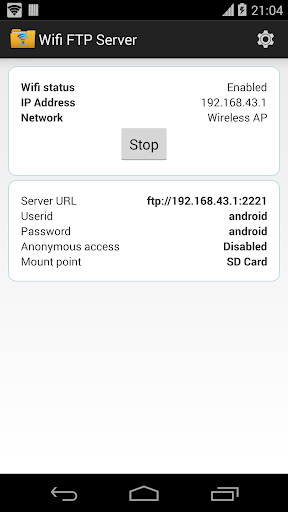 WiFi FTP Server Screen 3