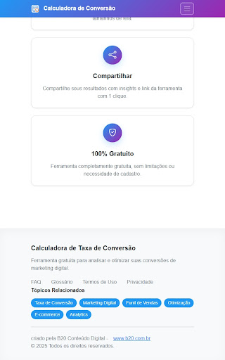 Calculadora Taxa de Conversão