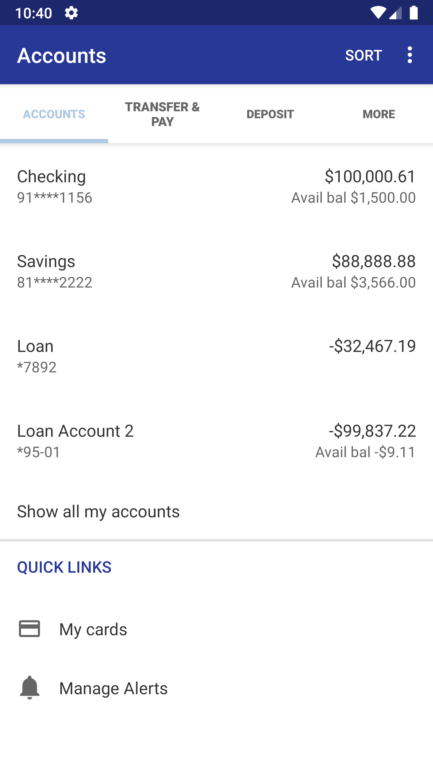 Android application Royal Business Bank screenshort
