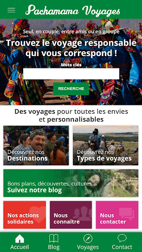 Android application Pachamama Voyages screenshort