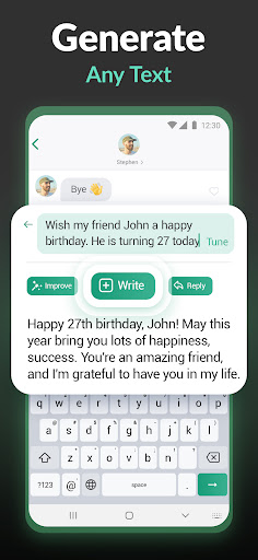 Screenshot of Keyboard AI Assistant: Writely