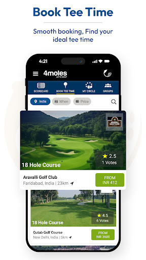 Android application 4moles Golf Handicap & Booking screenshort