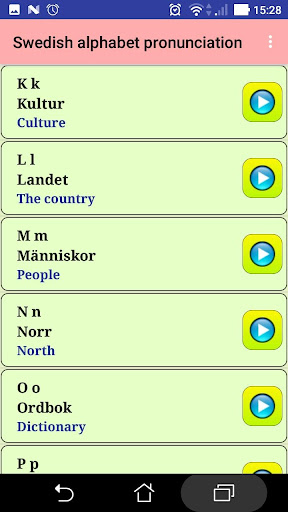Swedish alphabet pronunciation Screen 3