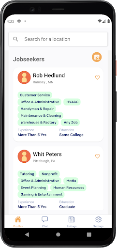 MoreWithUs Jobs Screen 2