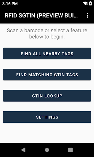Android application RFID SGTIN Compliance screenshort