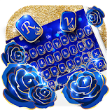Gold Blue Rose Keyboard icon
